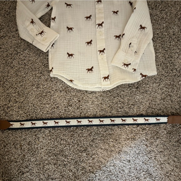 Never worn Janie and Jack linen button up PLUS belt too - Picture 3 of 3